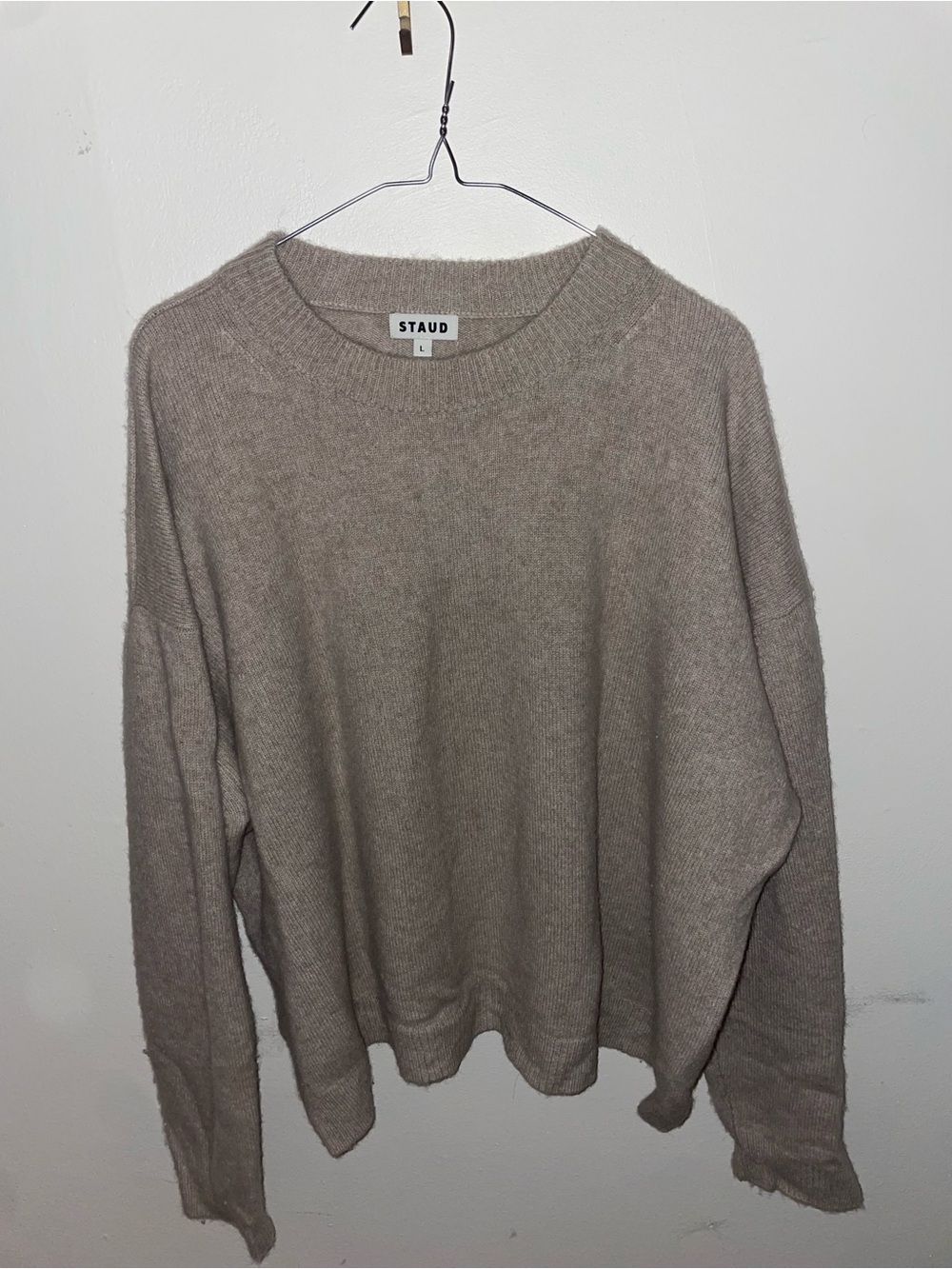 STAUD Serrano Crewneck Sweater in Taupe
